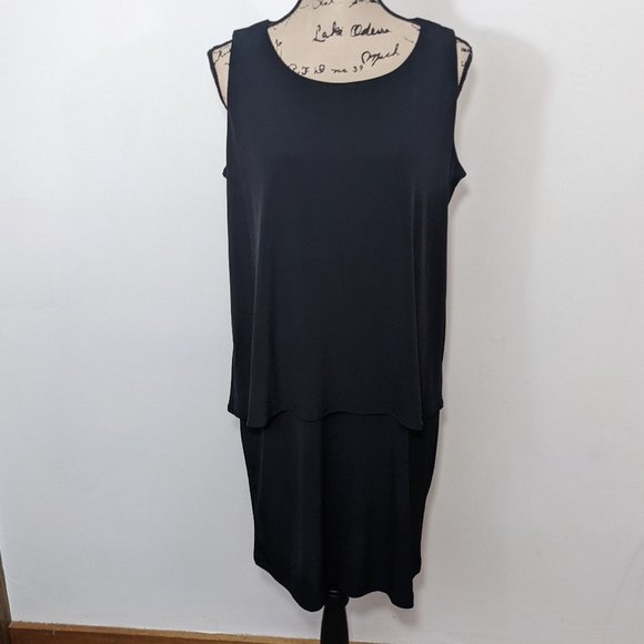 Chico's Dress Women's 1 (Medium) Black Tiered Layered Sleeveless Knee Length - Picture 1 of 11